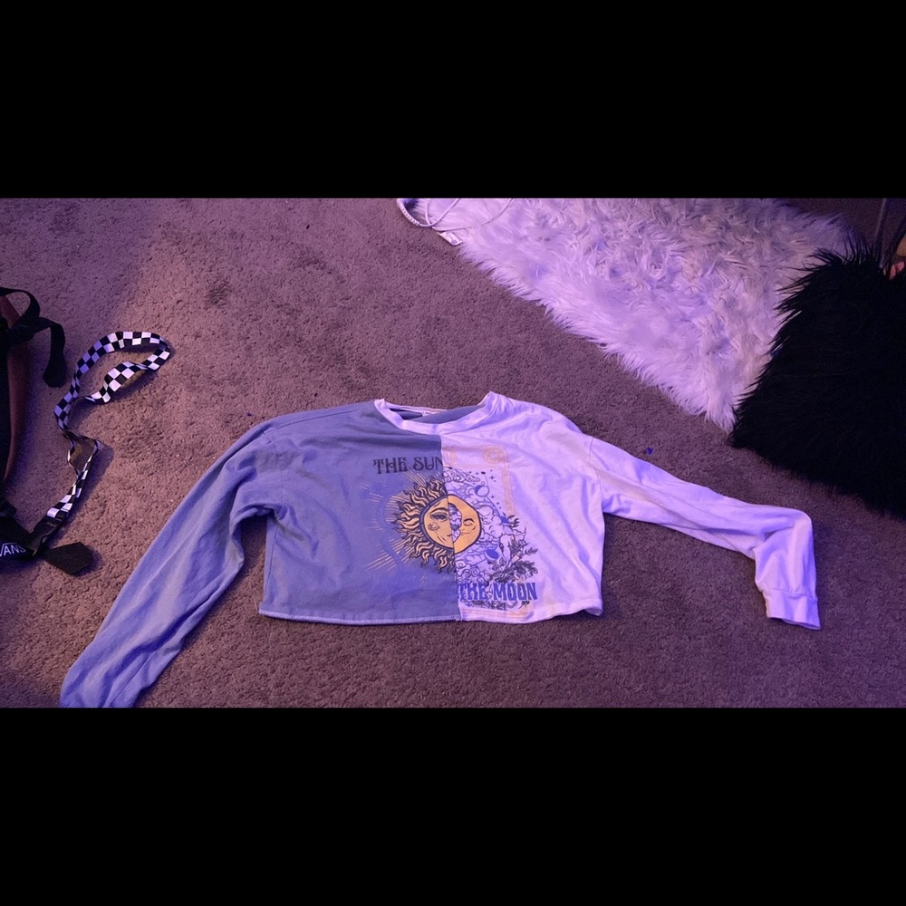 blue and white crop top